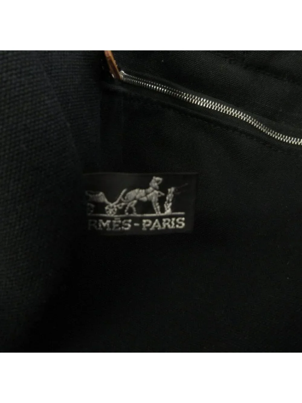 Hermes Fourre Tout MM Tote Hand Canvas Stripe Black